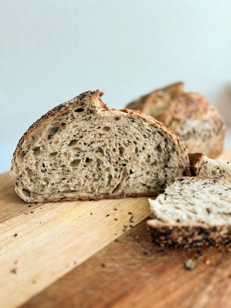 A slice of whole grain bread.